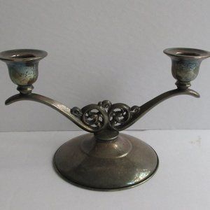 Vtg Wm A Rogers Silverplate Double Arm Candelabra Candlestick Holder